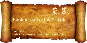 Rockenstein Bálint névjegykártya